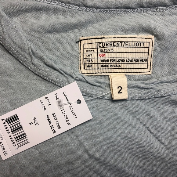 SALE - NWT Current/Elliott Rolled Twisted-Trim Tee Blue - Picture 5 of 8